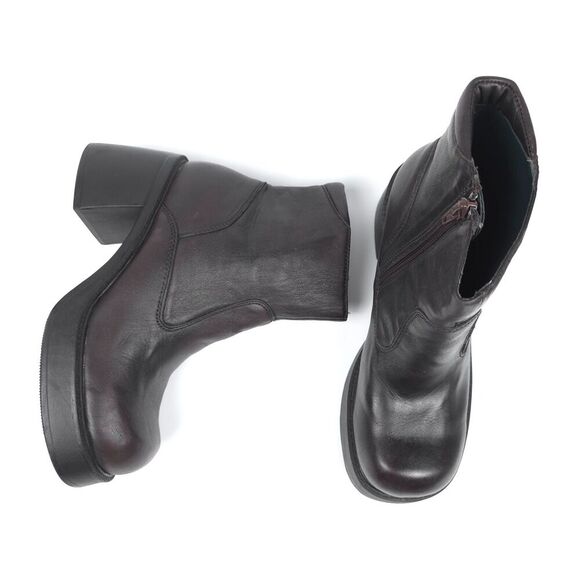 AMERICAN EAGLE 90s Vintage Leather Platform Ankle Boots Chunky Heel Y2k Grunge - Picture 3 of 13